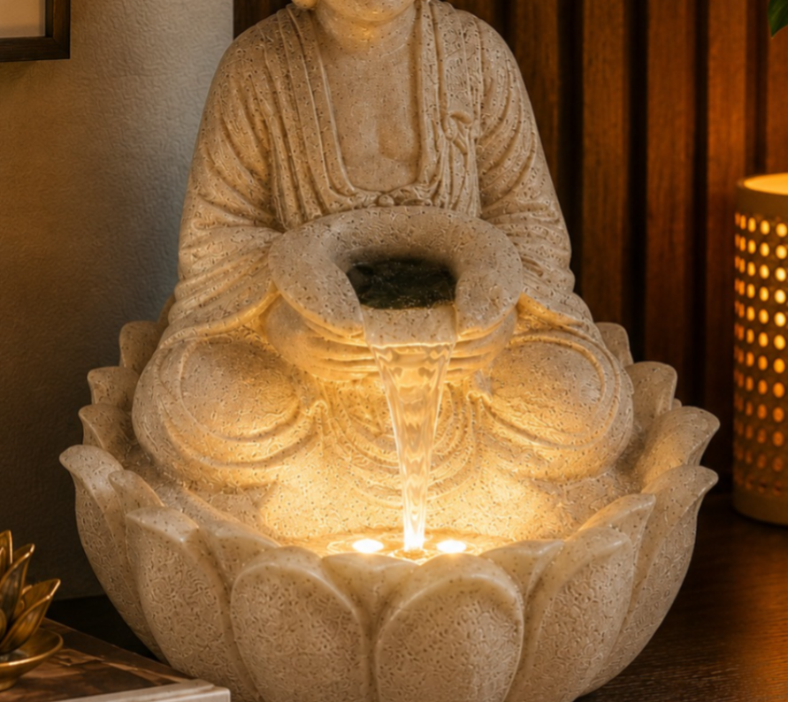2ft Lotus Buddha Water Fountain for Serene Home & Office Decor