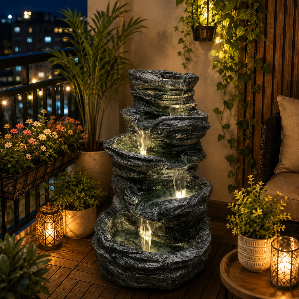 5 Tier Rock Water Fountain – Big Size | For Garden & Home Vastu