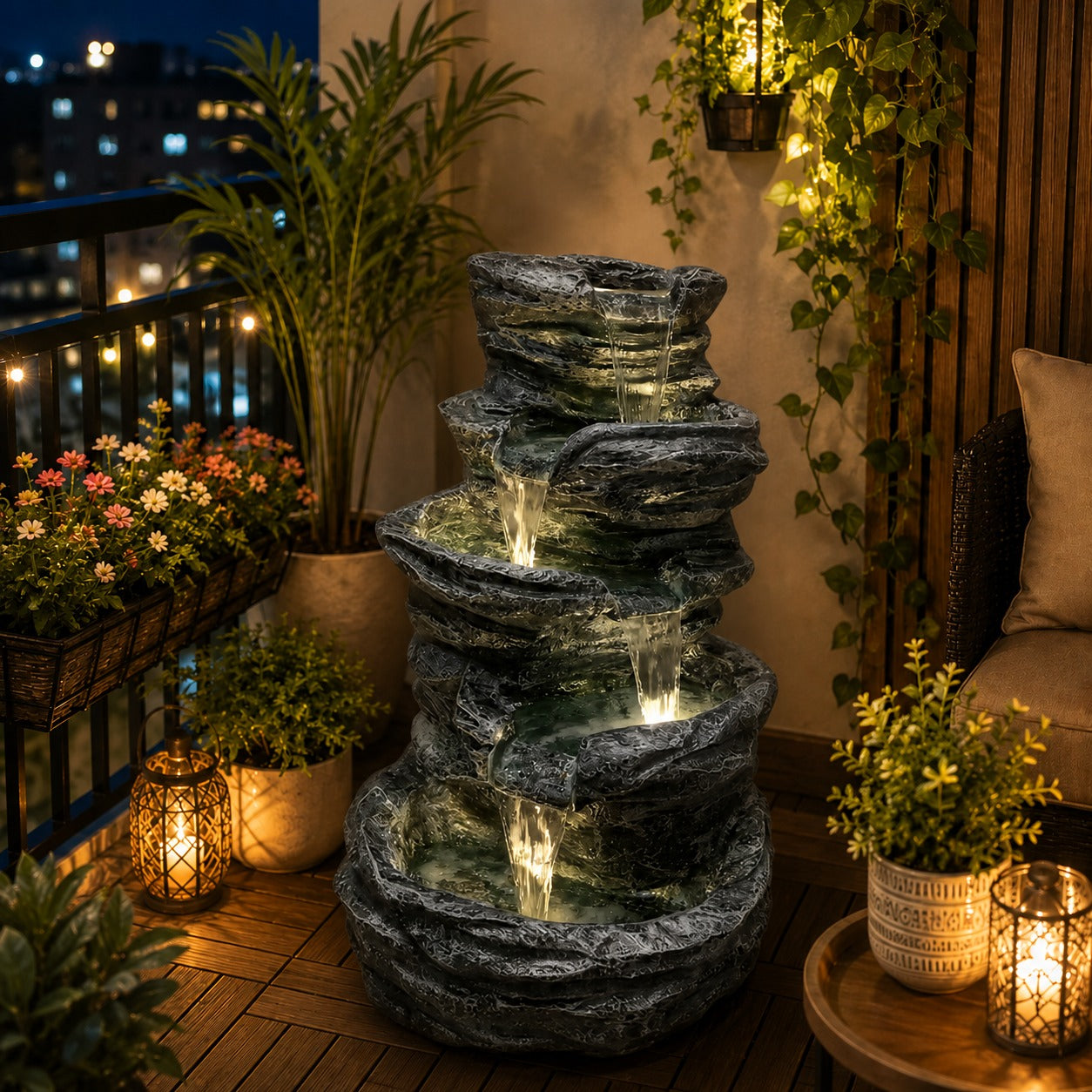 5 Tier Rock Water Fountain – Big Size | For Garden & Home Vastu