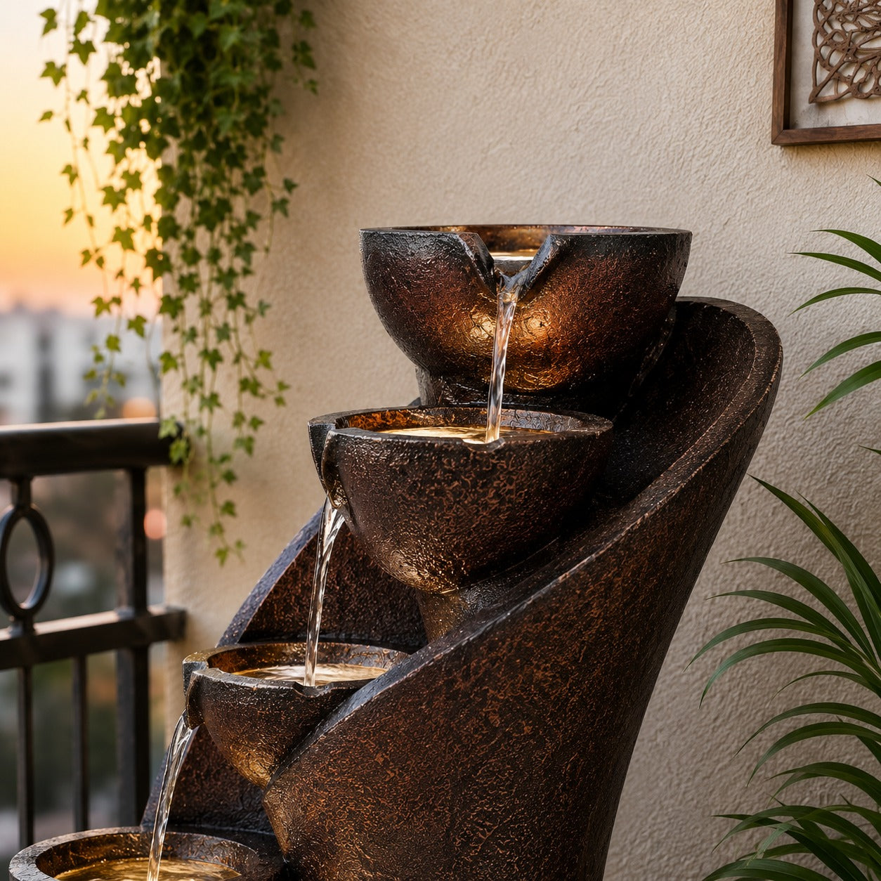 7 Stacked Chalice Water Fountain - Large Size for Home, Garden & Vastu