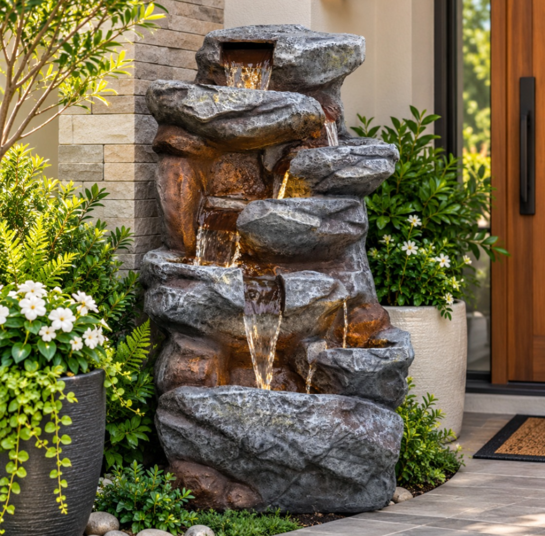 Rainforest Waterfall Fountain - Large Size for Home, Garden & Vastu Harmony
