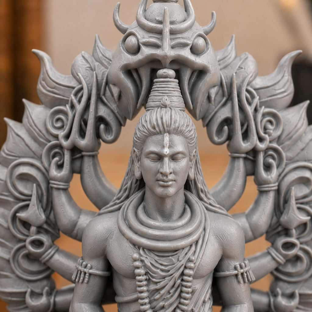 3D Printed Lord Shiva Idol Showpiece in Grey for Home, Car & Gifting