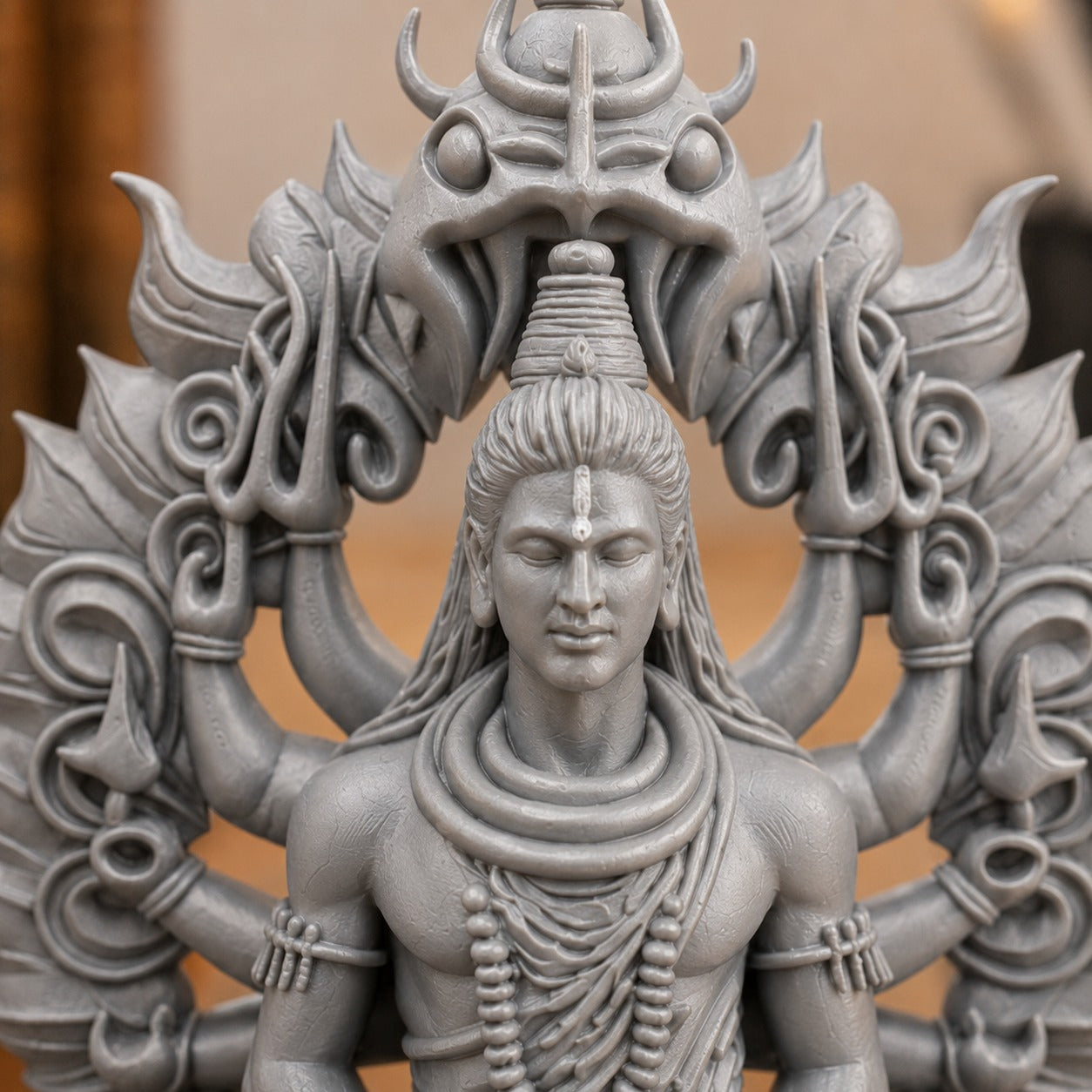 3D Printed Lord Shiva Idol Showpiece in Grey for Home, Car & Gifting