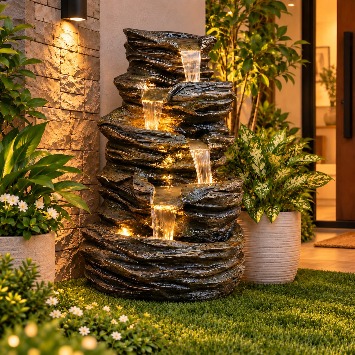 5 Tier Rock Water Fountain – Big Size | For Garden & Home Vastu