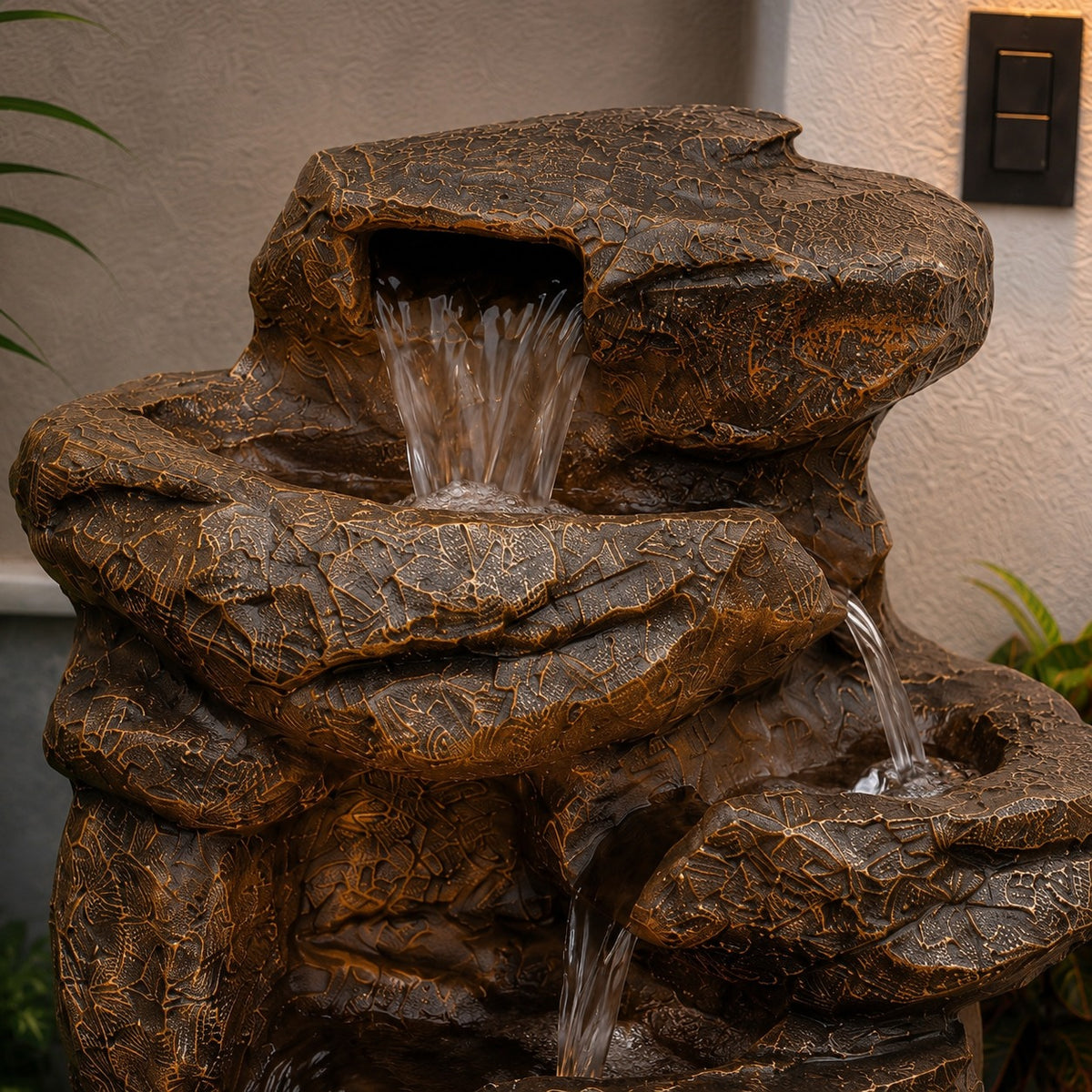 Rainforest Waterfall Fountain - Large Size for Home, Garden & Vastu Harmony