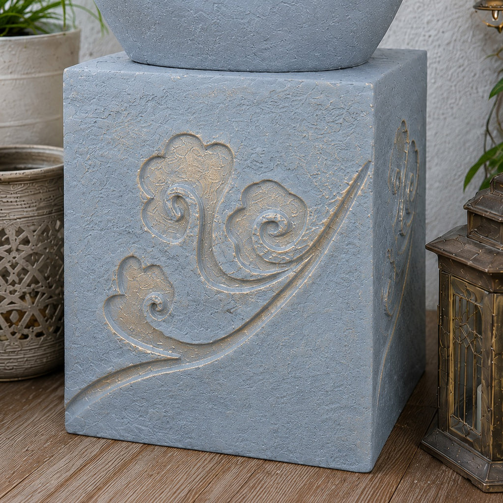 Buddha Face Shower Water Fountain with Stand - Light Grey 4ft for Tranquil Décor