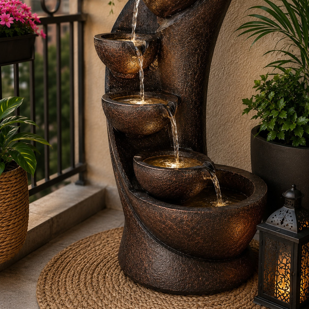 7 Stacked Chalice Water Fountain - Large Size for Home, Garden & Vastu