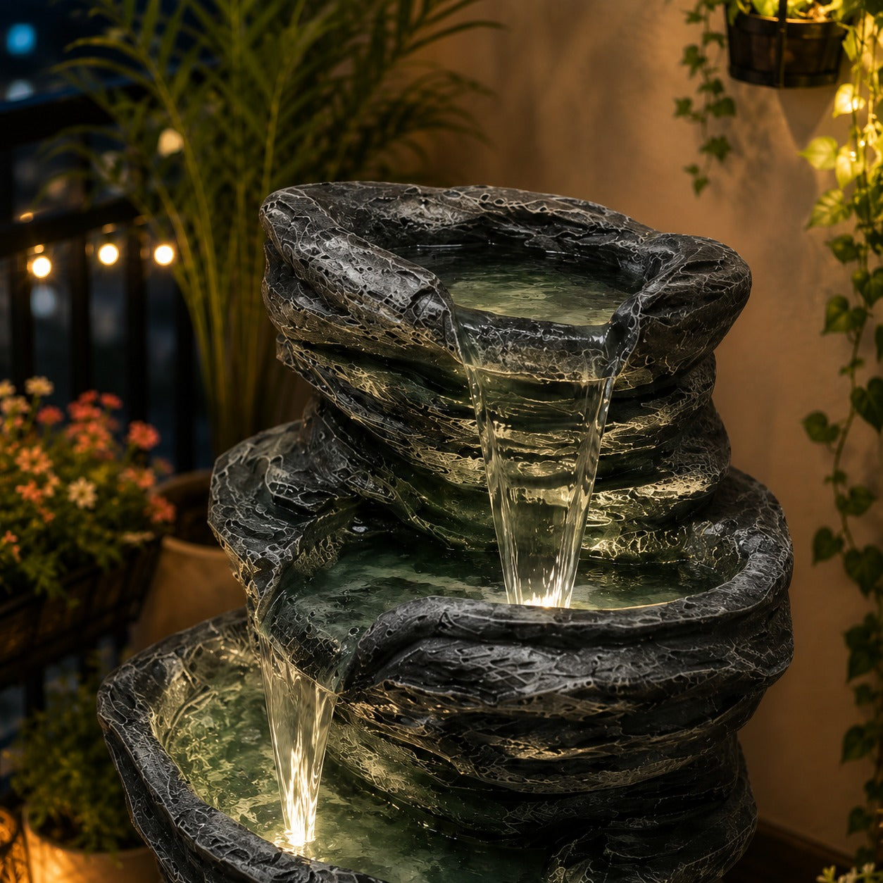 5 Tier Rock Water Fountain – Big Size | For Garden & Home Vastu