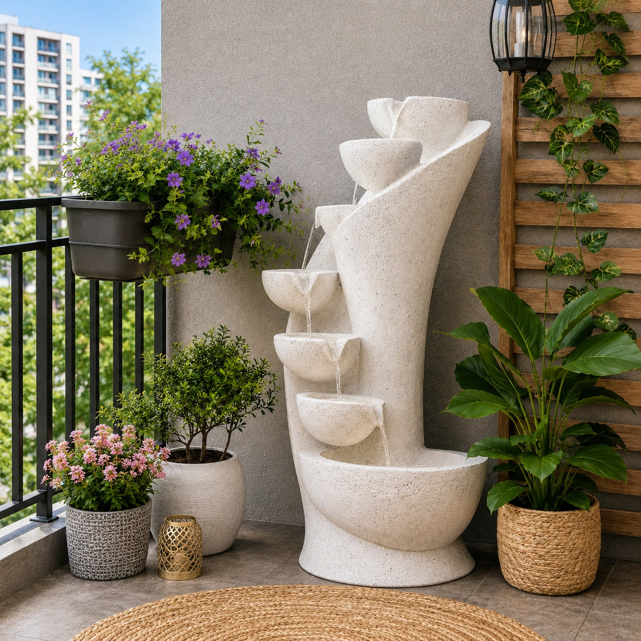 7 Stacked Chalice Water Fountain - Large Size for Home, Garden & Vastu