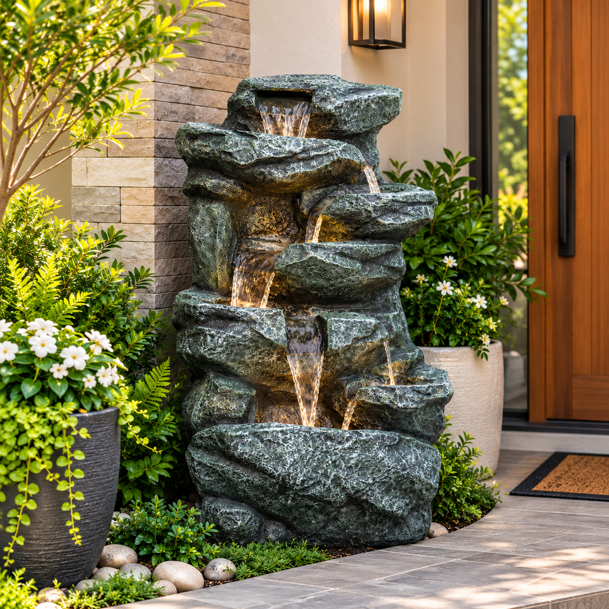 Rainforest Waterfall Fountain - Large Size for Home, Garden & Vastu Harmony
