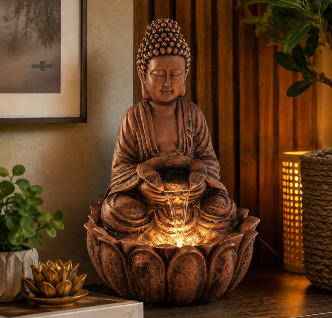 2ft Lotus Buddha Water Fountain for Serene Home & Office Decor