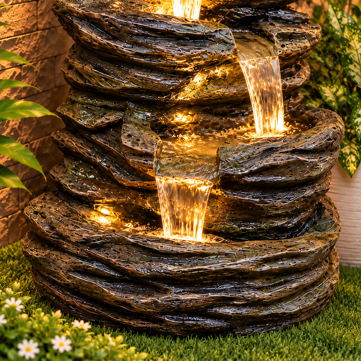 5 Tier Rock Water Fountain – Big Size | For Garden & Home Vastu