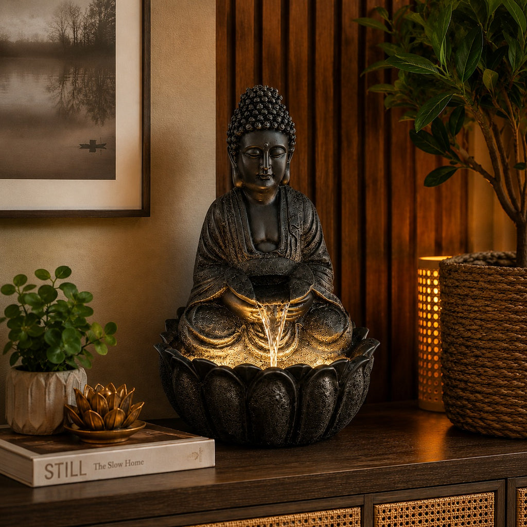 2ft Lotus Buddha Water Fountain for Serene Home & Office Decor