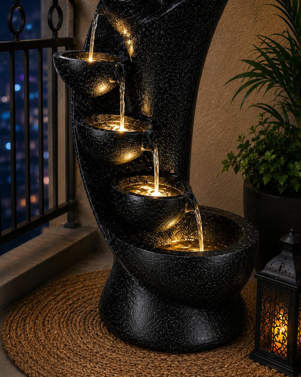 7 Stacked Chalice Water Fountain - Large Size for Home, Garden & Vastu
