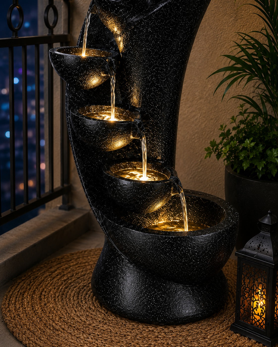 7 Stacked Chalice Water Fountain - Large Size for Home, Garden & Vastu