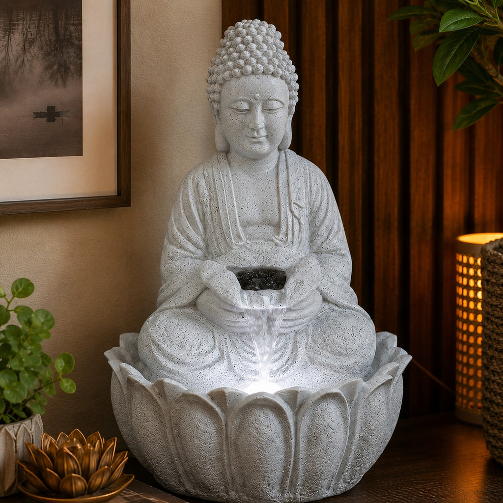 2ft Lotus Buddha Water Fountain for Serene Home & Office Decor