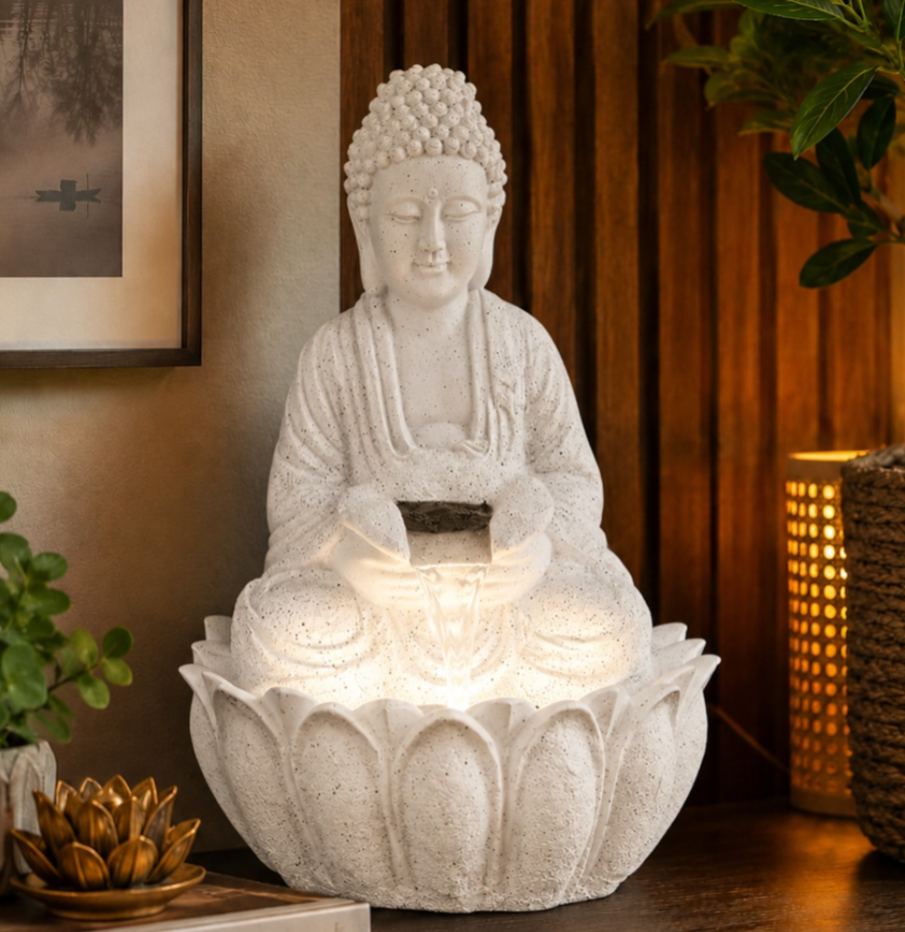 2ft Lotus Buddha Water Fountain for Serene Home & Office Decor