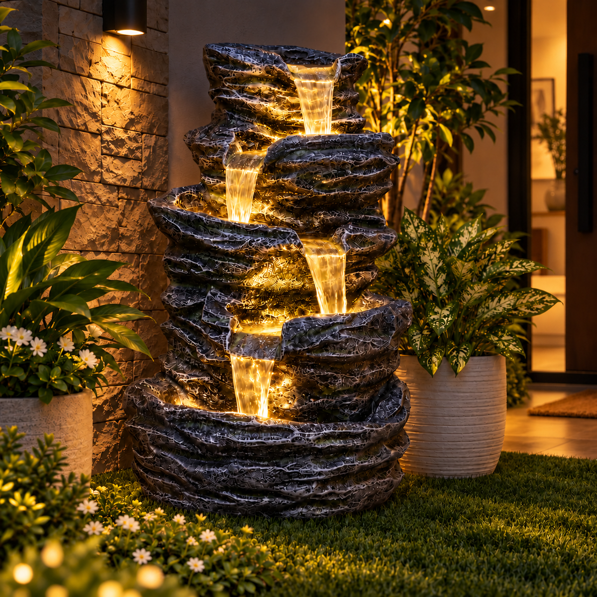 5 Tier Rock Water Fountain – Big Size | For Garden & Home Vastu
