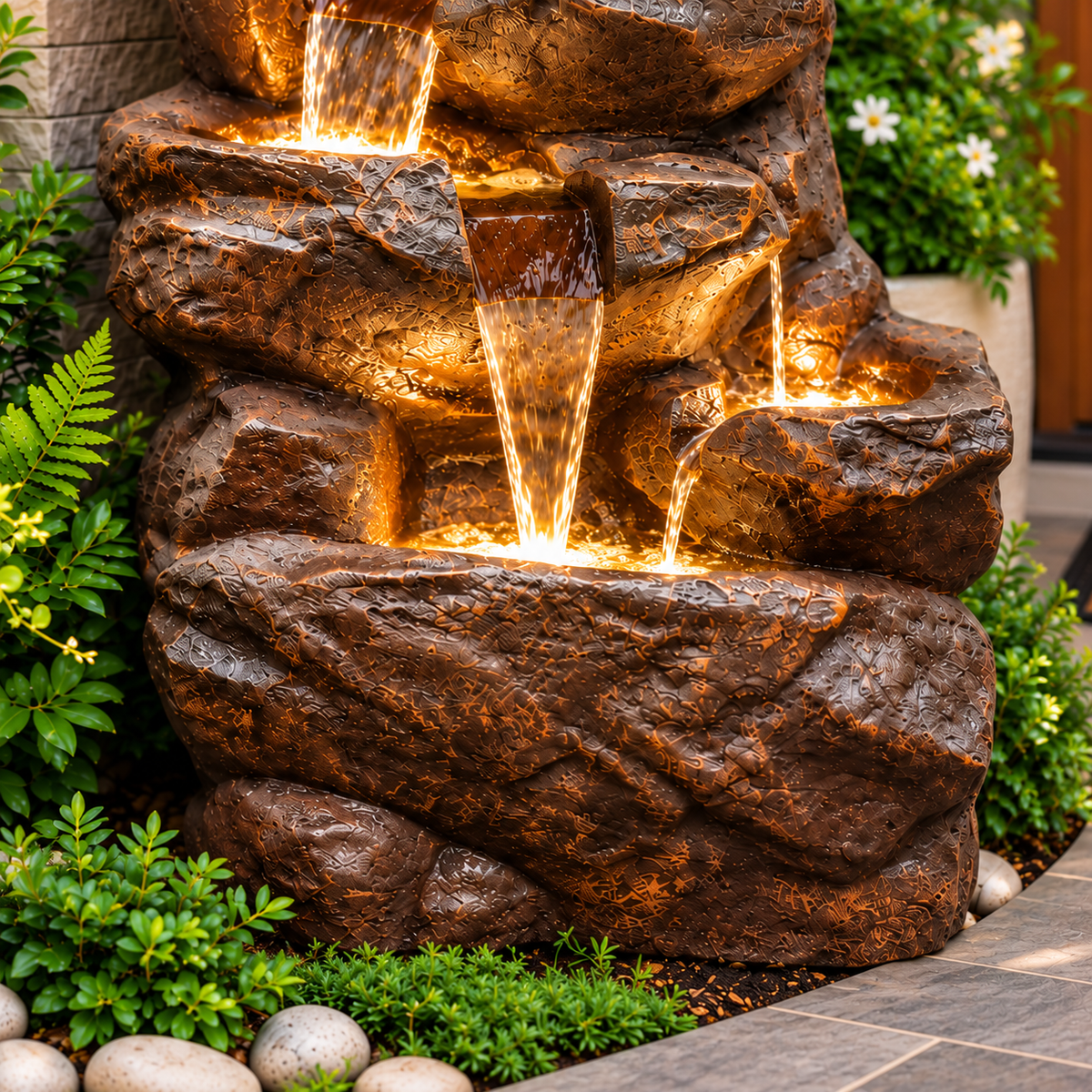 Rainforest Waterfall Fountain - Large Size for Home, Garden & Vastu Harmony