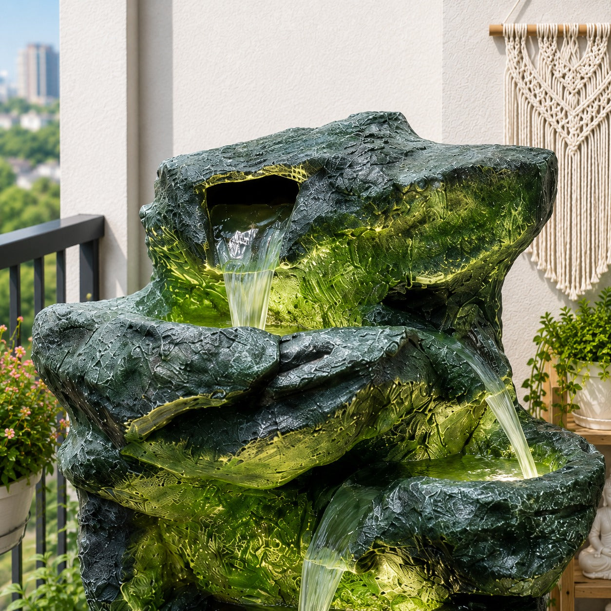 Rainforest Waterfall Fountain - Large Size for Home, Garden & Vastu Harmony