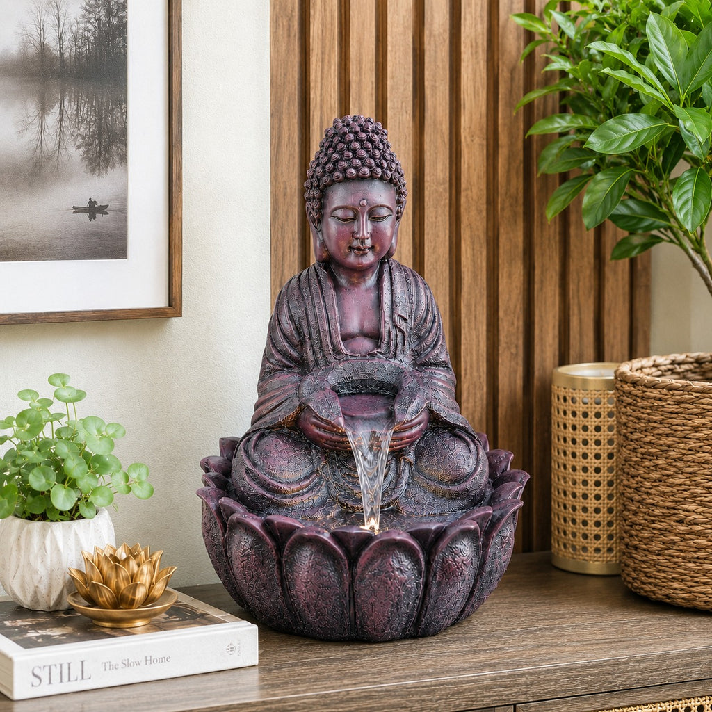 2ft Lotus Buddha Water Fountain for Serene Home & Office Decor