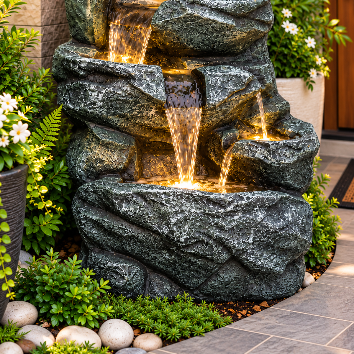 Rainforest Waterfall Fountain - Large Size for Home, Garden & Vastu Harmony