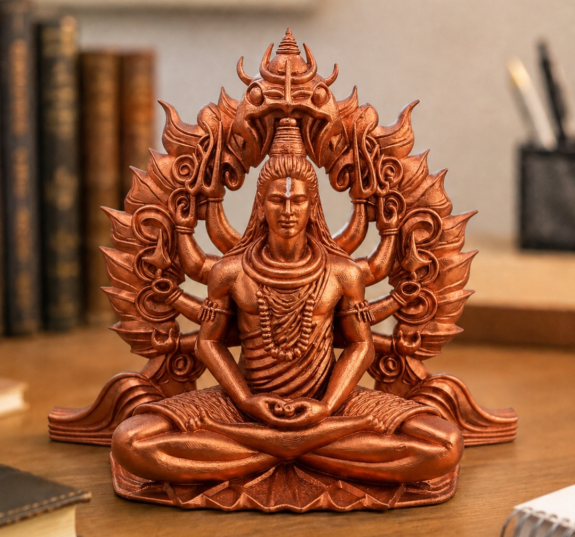 3D Printed Lord Shiva Idol Showpiece in Copper for Home, Car & Gifting