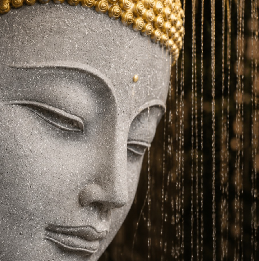 Buddha Face Shower Water Fountain – Light Grey (3ft)