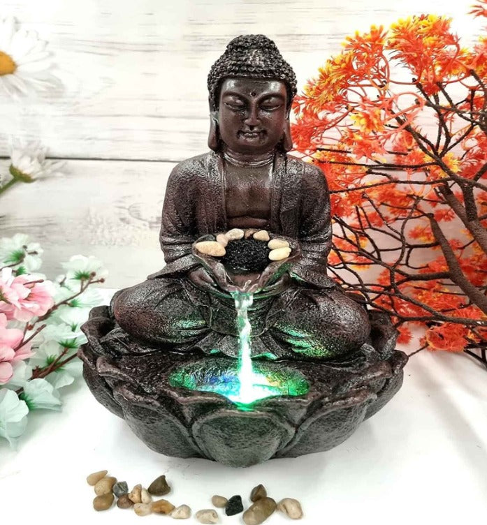 Mini Lotus Buddha Water Fountain for Table Decor |Living Room Decor| Gift Items | Home & Office Decor Item |Buddha Water Fountain