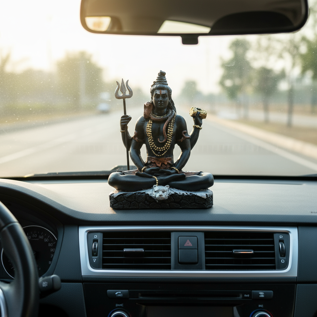 Decorative Lord Shiva Idol Showipece for Car deshboard, Office Table and Home Temple, Gift Item (Black)